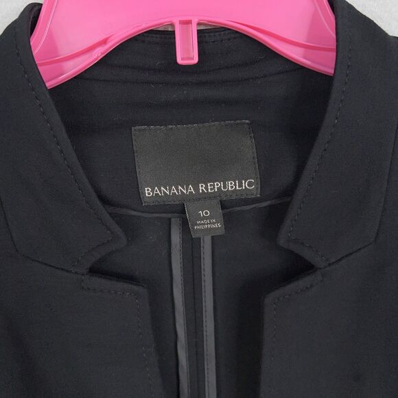 Banana Republic Blazer Womens 10 Black Travel Jacket Career Office Work Minimal - Picture 5 of 15